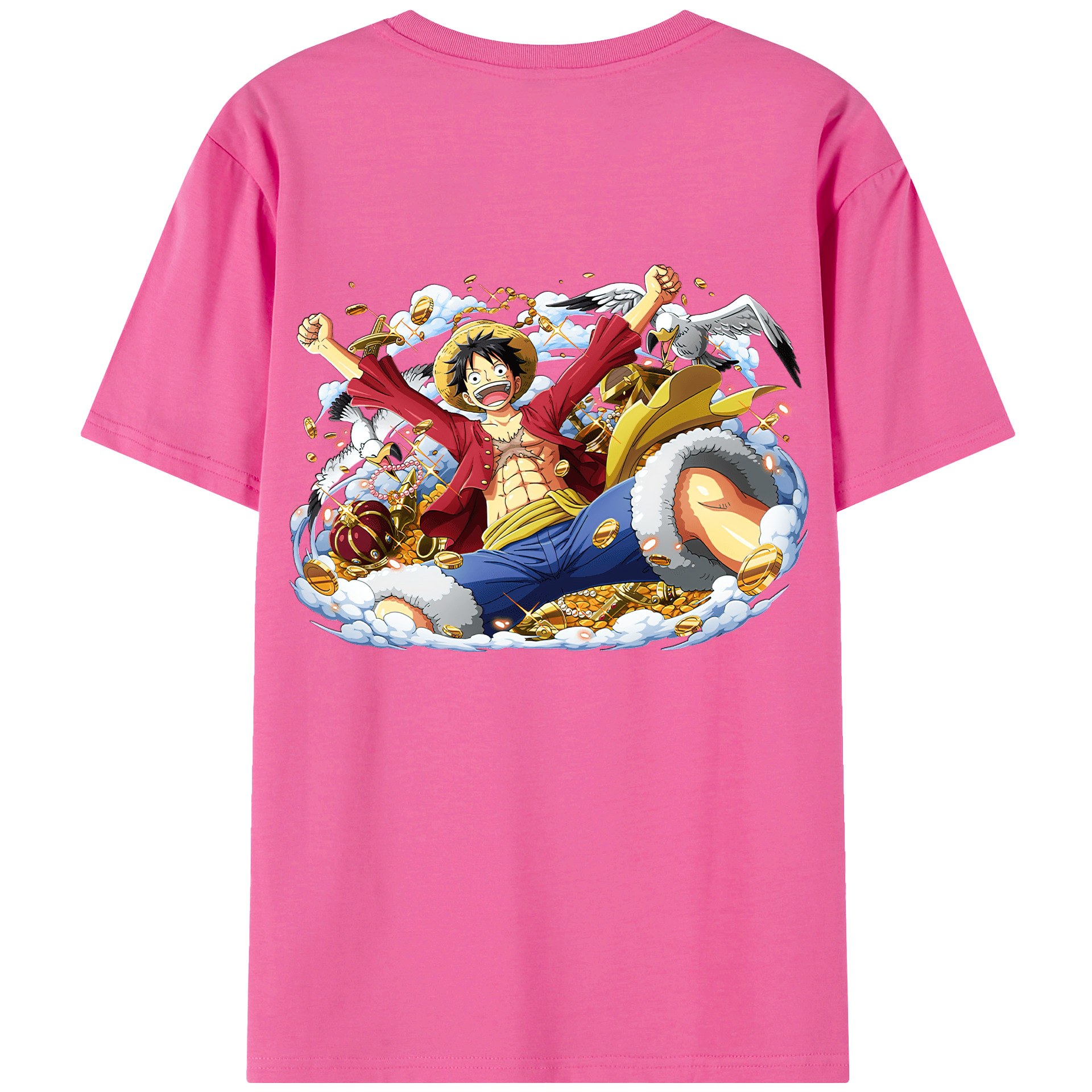 ワンピース モンキー・D・ルフィ ONE PIECE Monkey D. Luffy レディース半袖Tシャツ(バックプリント)